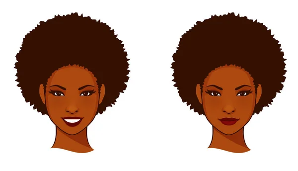 Beautiful African American Woman Natural Hair Attractive Black Girl Detail — Stock Vector