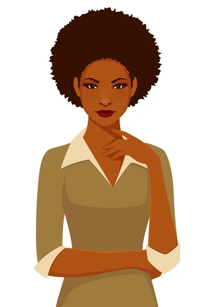 Elegant African American Woman Thinking Making Decision Beautiful Black Girl — Stock Vector