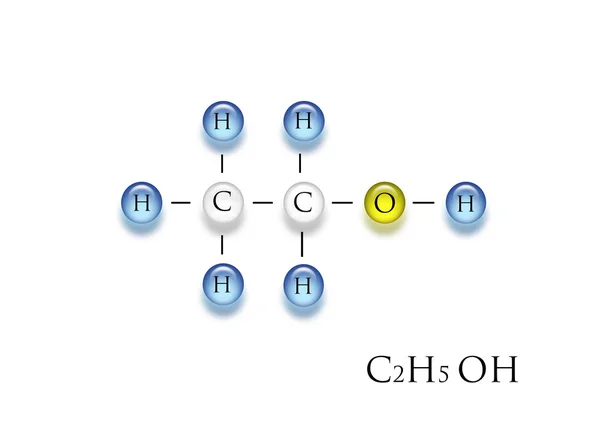 Alkohol etylowy, formuła — Zdjęcie stockowe