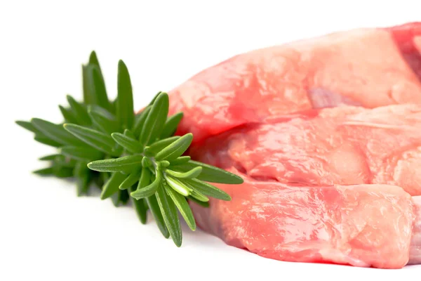 Rosemary at beef fillet steck — Stock Photo, Image