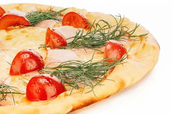 Kaas pizza met tomaten Stockafbeelding