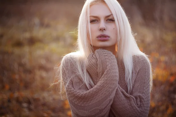 Menina bonita ao ar livre, outono — Fotografia de Stock