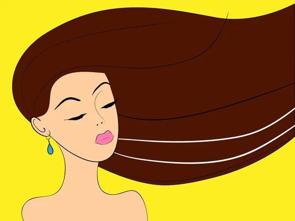 Hermosa cara de mujer acostado ilustración vector — Vector de stock