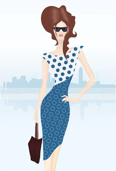 Shopping lady with bag — Stock Vector