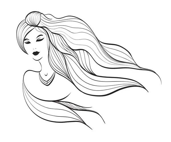 Girl with long hair — Stock Vector