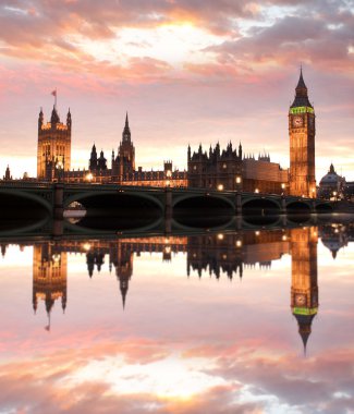 ünlü big Ben'i akşam bridge, Londra, İngiltere