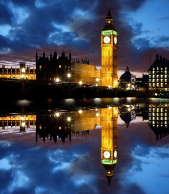 ünlü big Ben'i akşam bridge, Londra, İngiltere