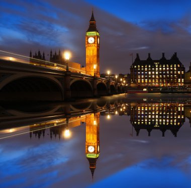 ünlü big Ben'i akşam bridge, Londra, İngiltere