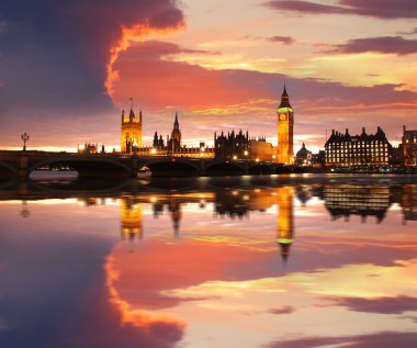 ünlü big Ben'i akşam bridge, Londra, İngiltere