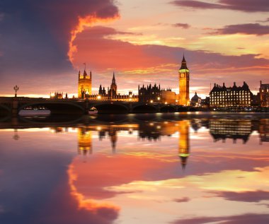 ünlü big Ben'i akşam bridge, Londra, İngiltere