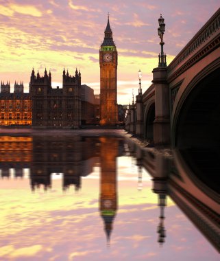 ünlü big Ben'i akşam bridge, Londra, İngiltere