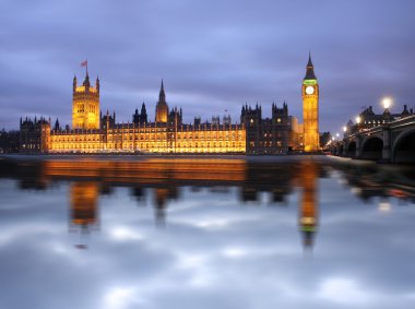 ünlü big Ben'i akşam bridge, Londra, İngiltere