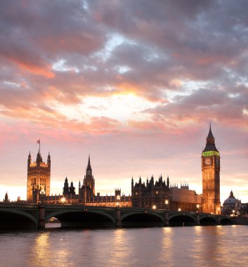 ünlü big Ben'i akşam bridge, Londra, İngiltere