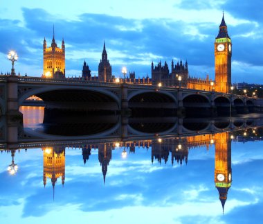 ünlü big Ben'i akşam bridge, Londra, İngiltere