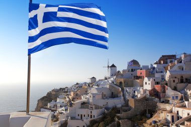 Windmills in Santorini island, Greece
