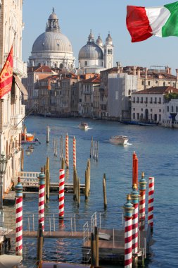 Venedik, büyük kanal ile bazilika santa maria della salute, İtalya