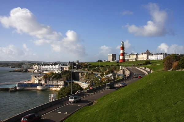 Színes világítótorony, Plymouth, Devon, Angliában — Stock Fotó