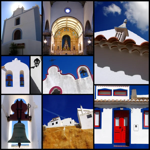 Algarve con arquitectura tradicional en Albufeira y otros pueblos, Portugal — Foto de Stock