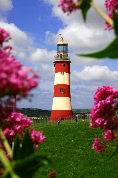 Plymouth, devon, İngiltere'deki ünlü deniz feneri — Stok fotoğraf