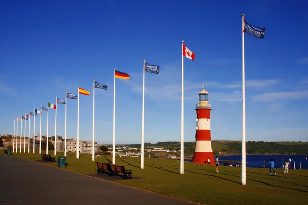 Plymouth, devon, İngiltere'deki ünlü deniz feneri — Stok fotoğraf