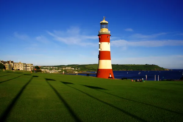 Plymouth, devon, İngiltere'deki ünlü deniz feneri — Stok fotoğraf