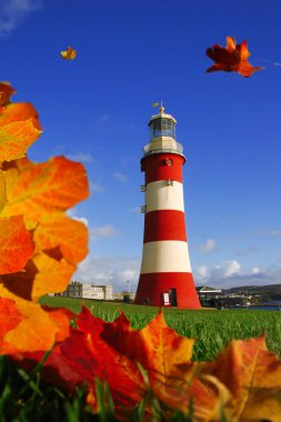 plymouth, devon, İngiltere'de renkli deniz feneri