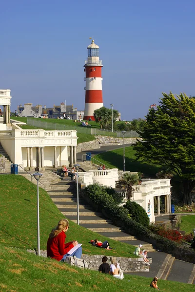 Színes világítótorony, Plymouth, Devon, Angliában — Stock Fotó