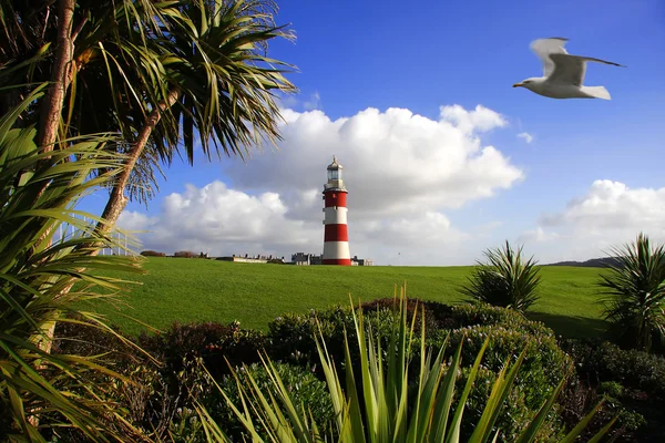 Colorful Lighthouse in Plymouth, Devon, England — Stock Photo, Image