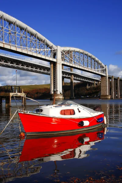 Stary most kolejowy z łodzi w plymouth, Wielka Brytania — Zdjęcie stockowe