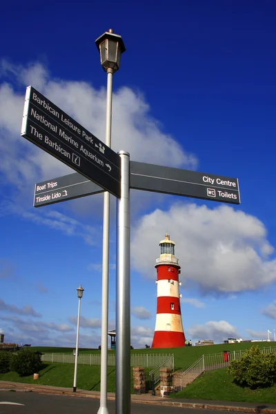 Plymouth, devon, İngiltere'de renkli deniz feneri — Stok fotoğraf