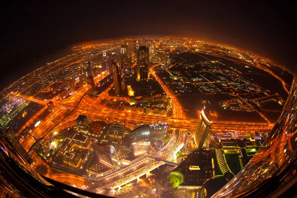 Wgląd nocy od burj khalifa w dubai, Zjednoczone Emiraty Arabskie — Zdjęcie stockowe