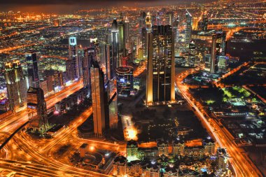 gece ile gökdelenler Birleşik Arap Emirlikleri Dubai şehir