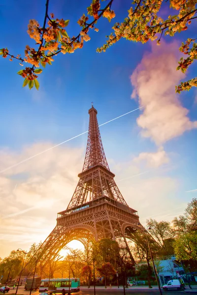 Eiffeltoren tijdens de lentetijd in Parijs, Frankrijk — Stockfoto