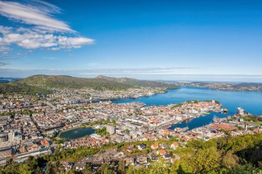 Floyen Norveç'te Bergen güzel görünümü