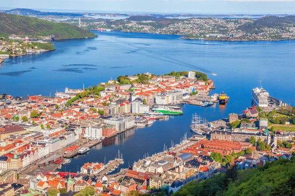 Prachtig Uitzicht Het Centrum Van Bergen Met Haven Van Floyen — Stockfoto