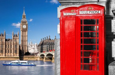 İngiltere, İngiltere 'de Büyük BEN ve kırmızı telefon kulübelerine sahip Londra sembolleri