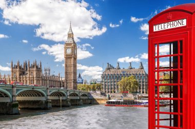 İngiltere, İngiltere 'de Büyük BEN ve kırmızı telefon kulübelerine sahip Londra sembolleri