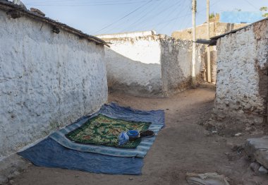 kahve töreni için her şey hazır. jugol antik kenti. Harar. Etiyopya.