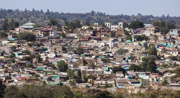 Bird eye view of ancient walled city of Jugol. Harar. Ethiopia. — Stock Photo, Image