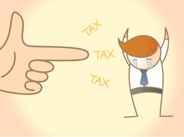 Business man crying for tax robbery clipart