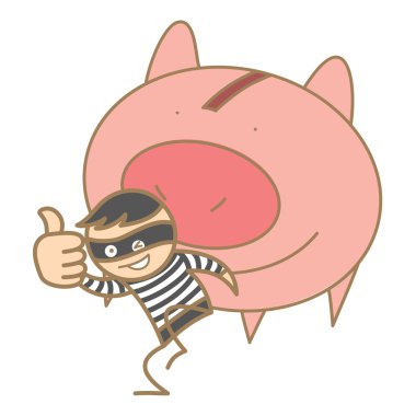 hırsız para domuz holding