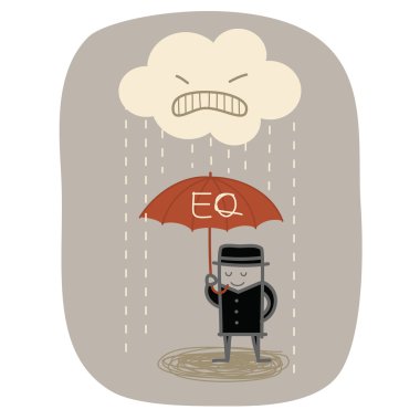 Businessman use EQ umbrella clipart