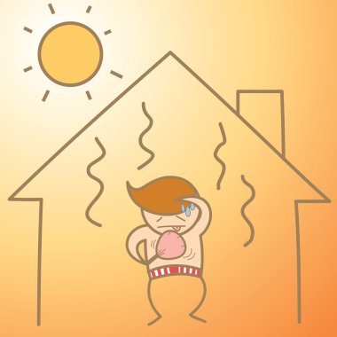 Isı evin içinde adam