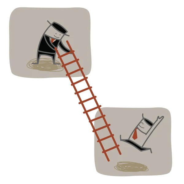 Businessman help another to climb ladder up — Stock Vector