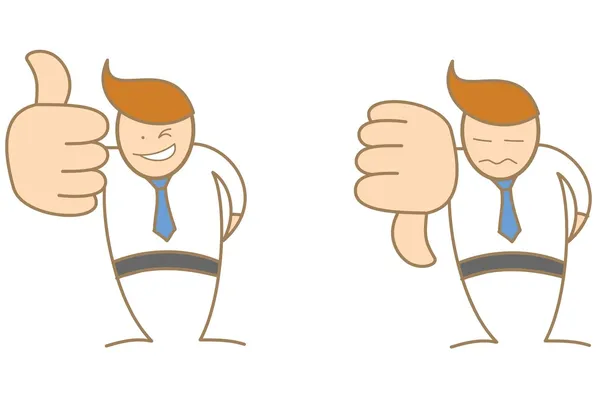 Business man thumbs up thumbs down — Stock Vector