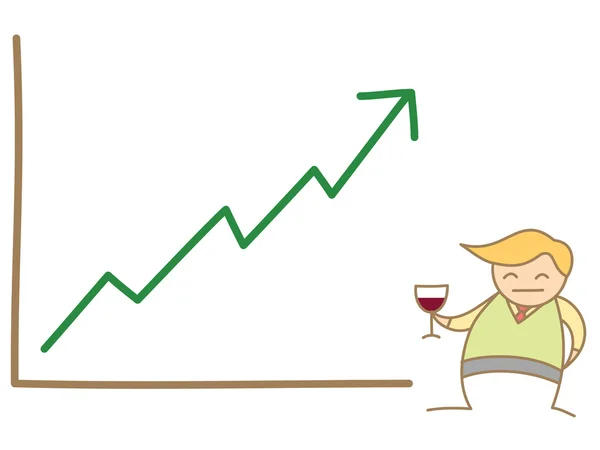 Üzleti ember boldog grafikon fel — Stock Vector
