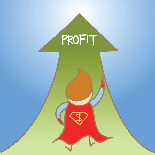 Super man get profit up — Stock Vector