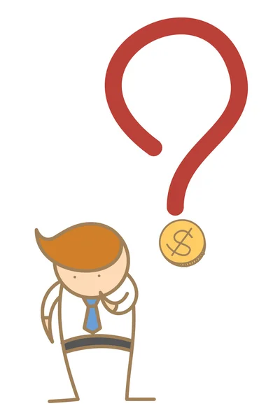 Business man thinking about money — Stock Vector