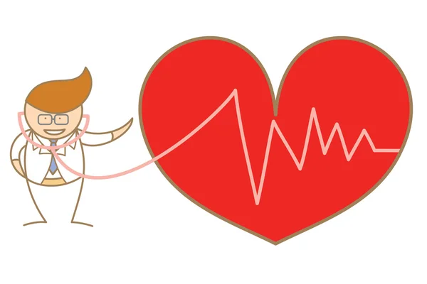 Kalp atışı Doktor dinle — Stok Vektör