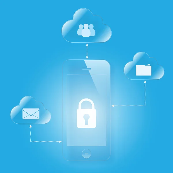 Cloud computing mobile security — Stock Vector